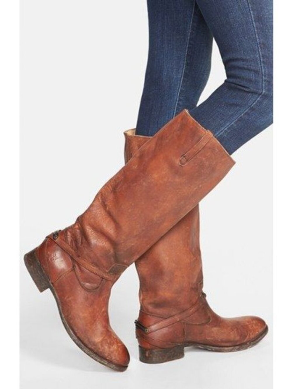 Frye Women's Brown Leather Lindsay Plate Knee-High Riding Boots Size 7.5 3282 - Picture 2 of 16